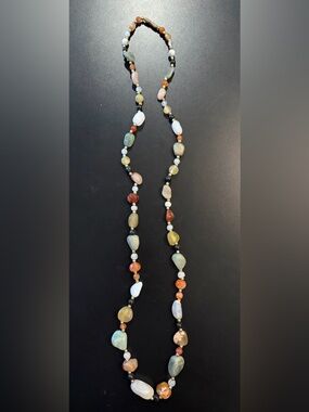 Vintage Multicolor Natural Stone Beaded Necklace for Women